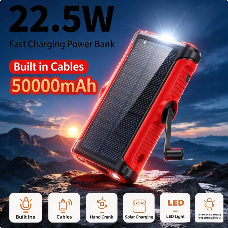 50000mAh Solar Power Bank 22.5 - Solar Emergency Charger ulasan dan harga